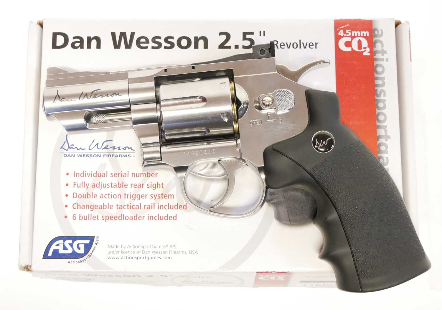 Dan Wesson ASG .177 CO2 Air Pistol revolver, serial number 11M90290, stainless steel finish, 2.5inch - Image 2 of 7