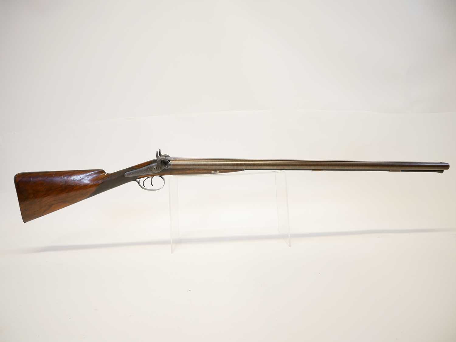 Cased George Thompson of Edinburgh 16 bore side by side percussion shotgun, 30 inch browned Damascus - Image 2 of 30