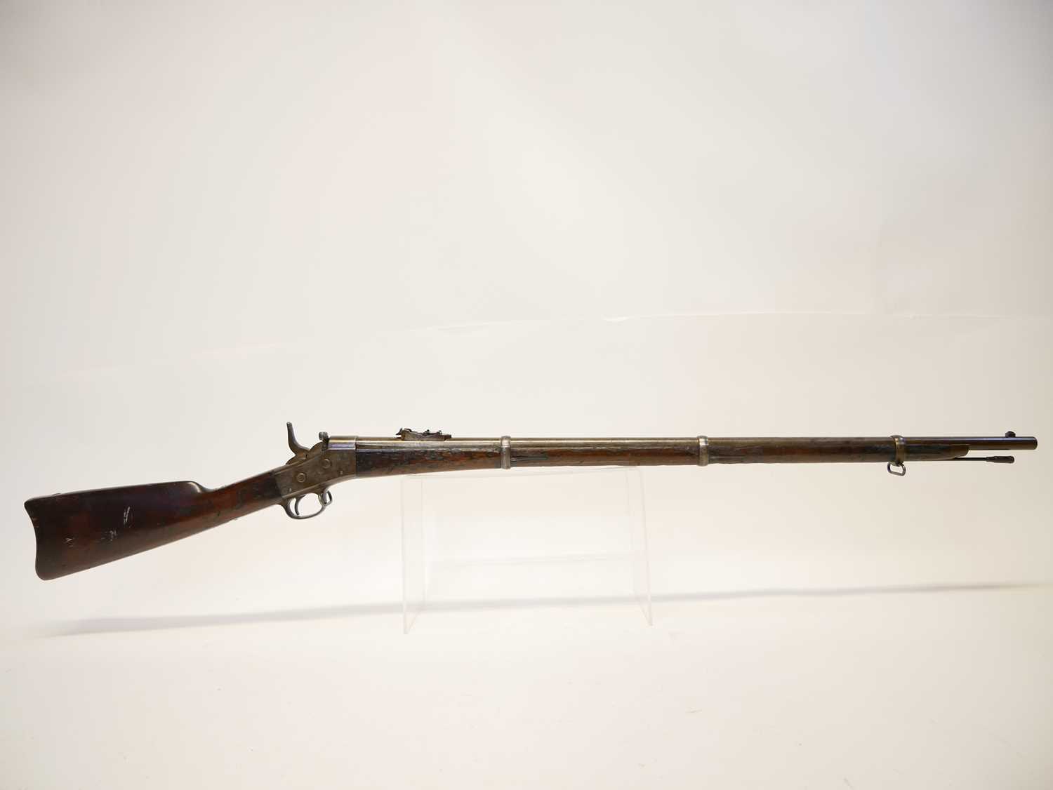 Remington rolling block rifle chambered in .50-70, 36inch barrel secured by three bands, with - Image 2 of 16