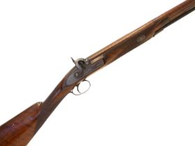 Charles Osbourne of London 14 bore single barrel percussion shotgun, 30 inch Damascus Spanish form