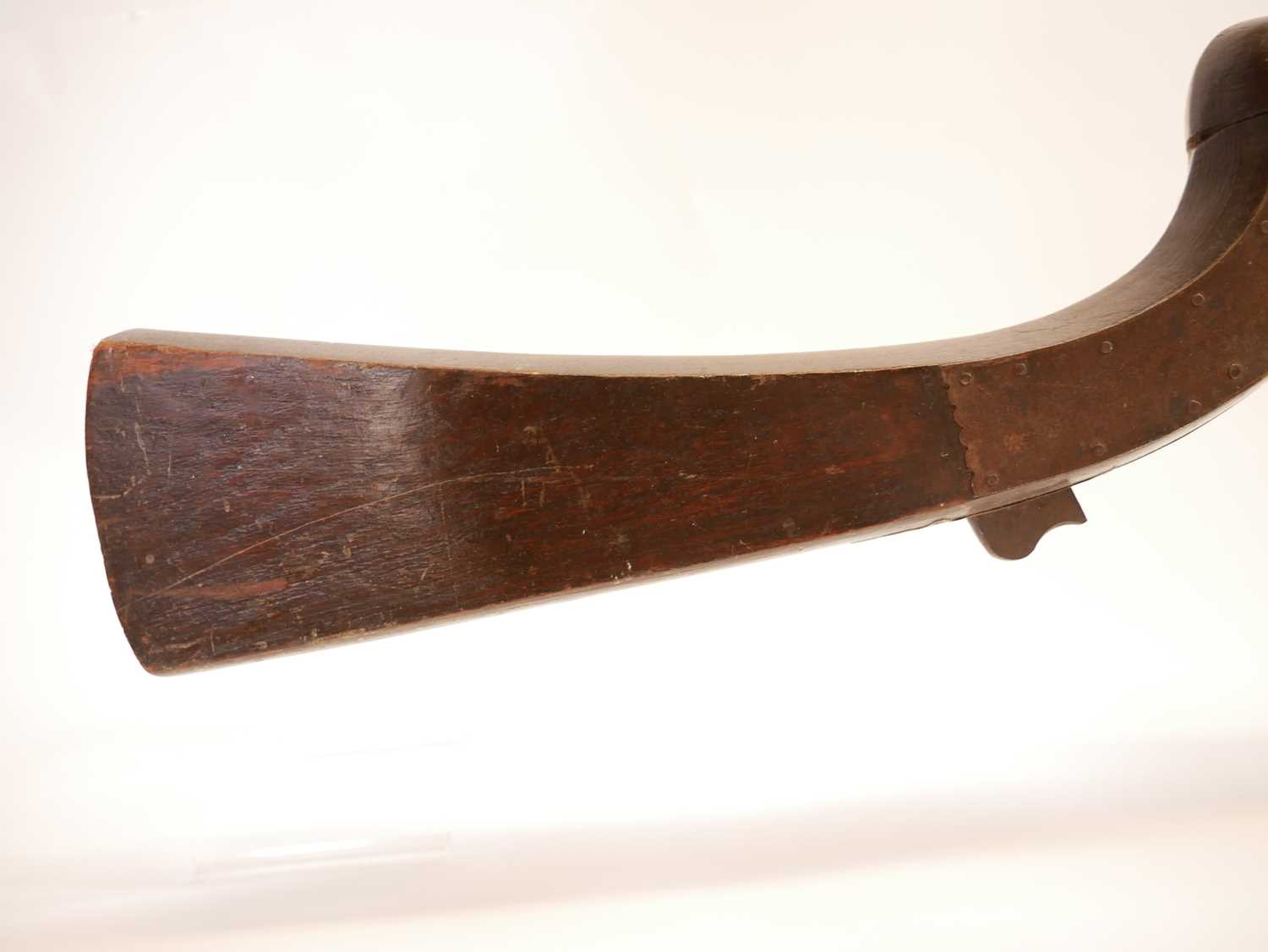 Large Indian matchlock, 42 inch barrel approximately 10 bore, steel reinforced stock. THIS LOT IS - Image 3 of 15