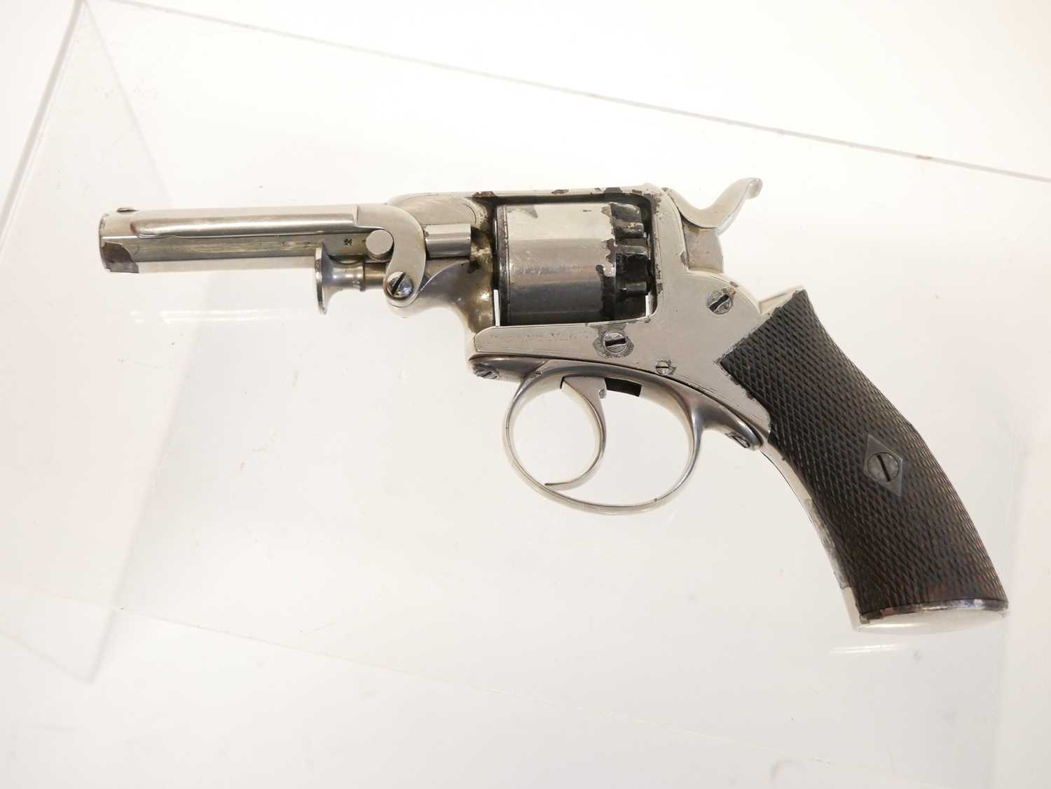 Webley 120 bore percussion revolver, fully nickel plated and retailed by Braddell and Son Belfast, - Image 4 of 9