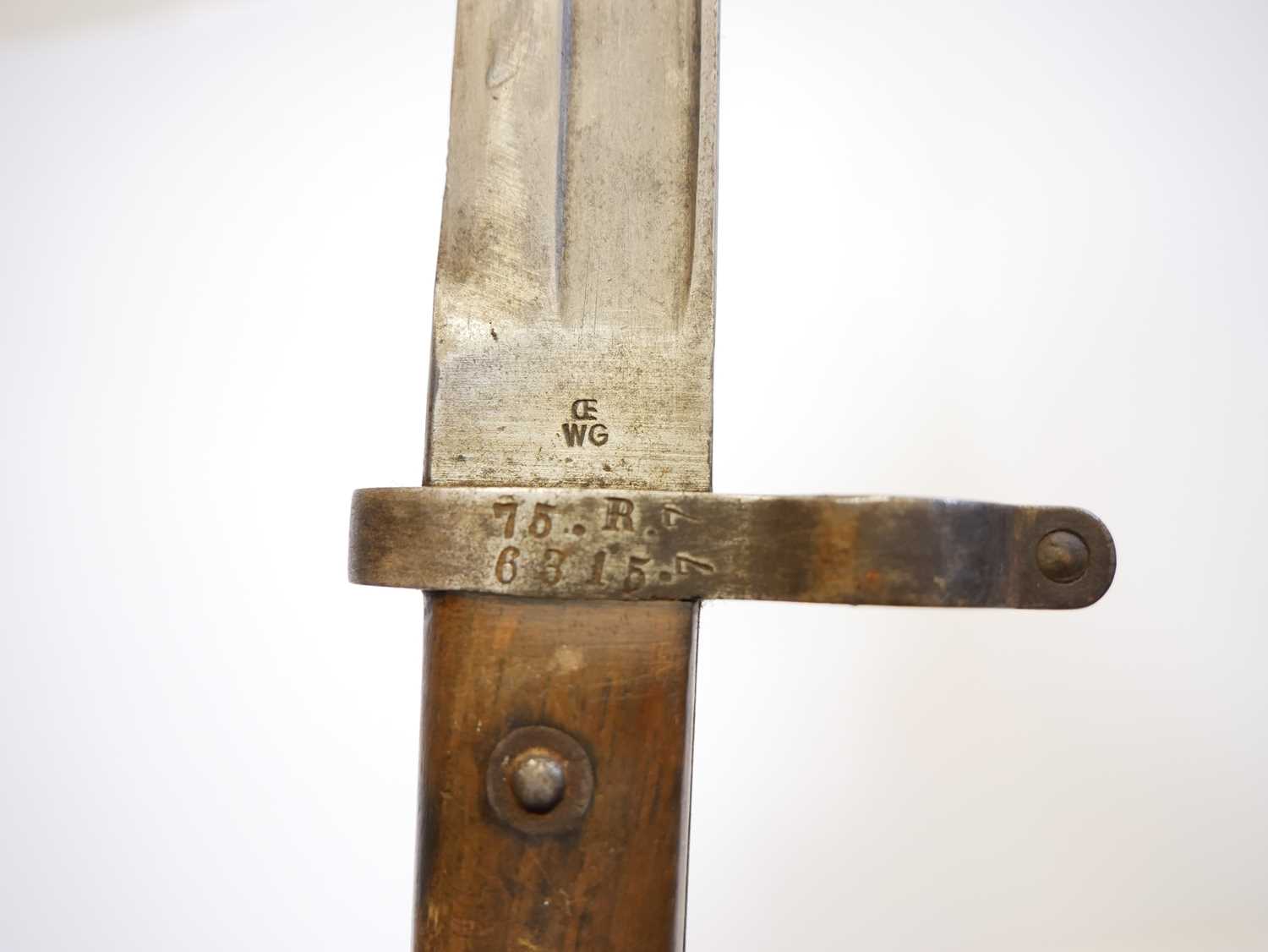 Austrian / Hungarian M.1888 bayonet and scabbard and frog, numbered 6073 to the pommel, also a - Image 7 of 8