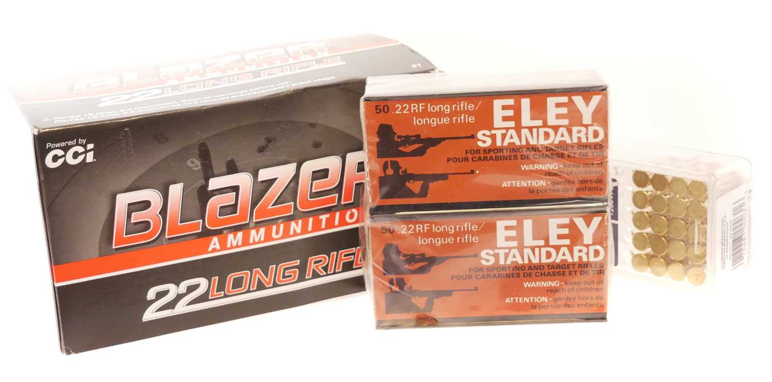.22lr rimfire ammunition, to include 400 rounds of Blazer, 100 rounds of Eley Standard and 20 rounds