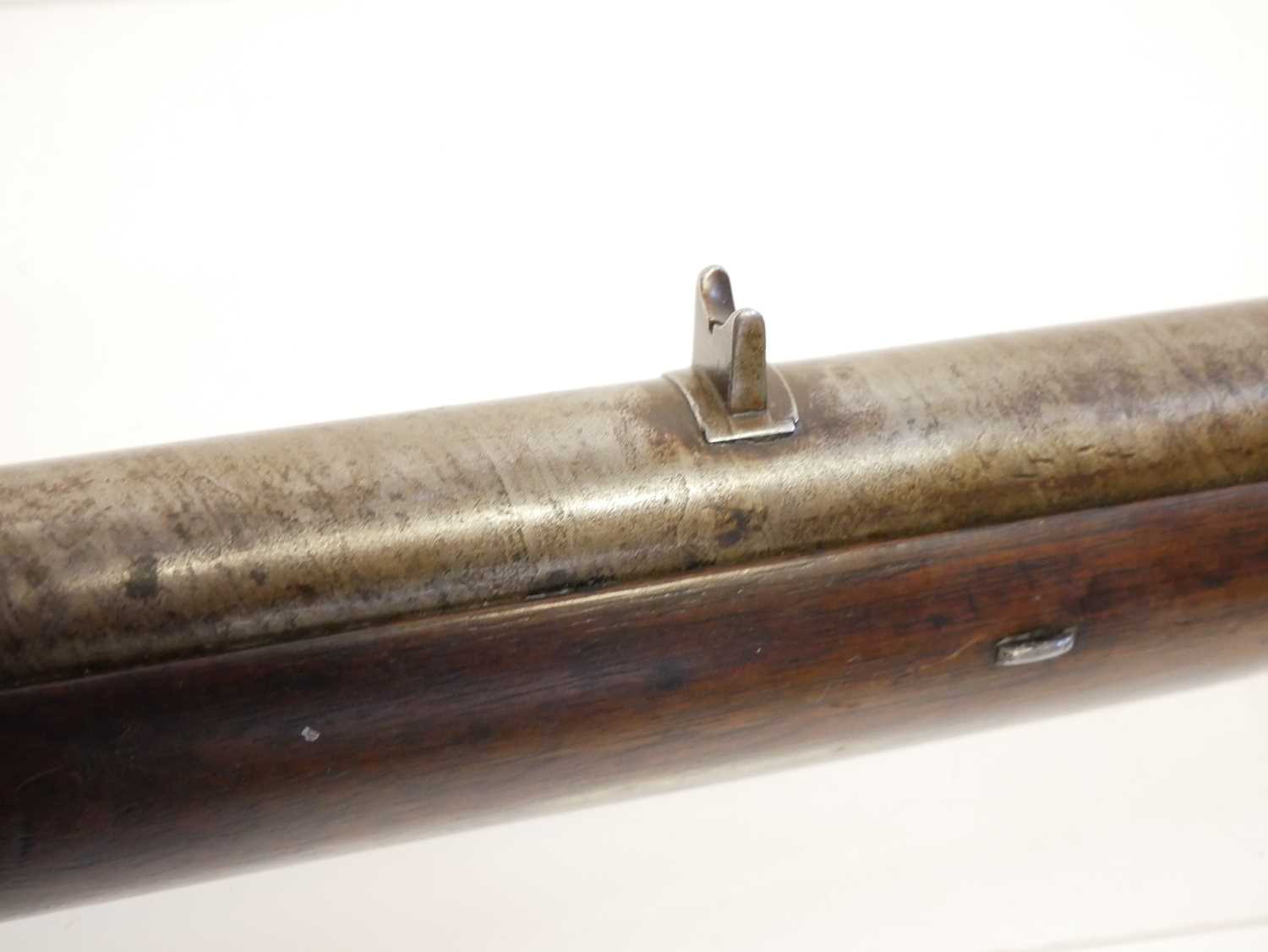 Flintlock .625 Baker rifle by E. Baker and Sons, 40 inch browned barrel with seven groove rifling, - Image 10 of 22