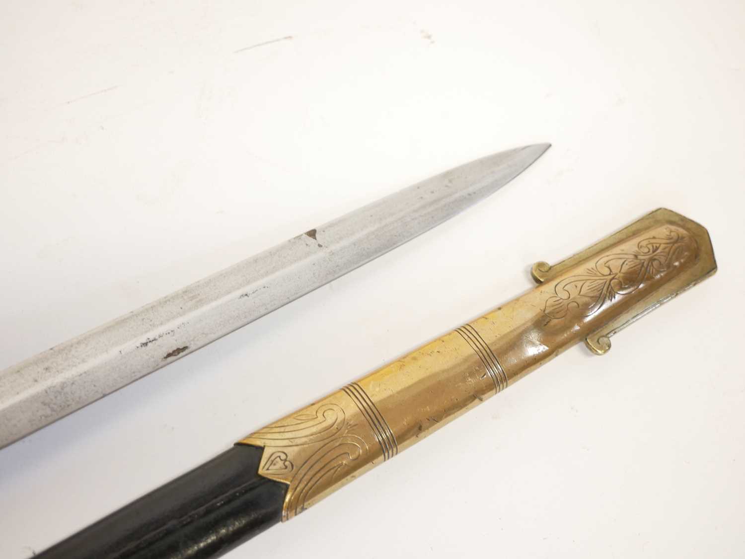 Royal Navy Petty Officer's sword, similar to an 1827 Naval sword but without the lion head pommel, - Image 15 of 16