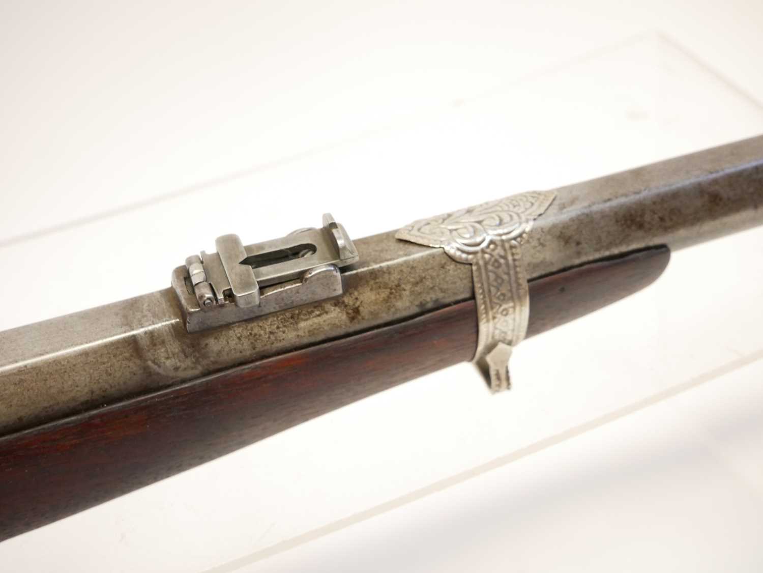 Sporterised Martini Henry .577/450 rifle, probably of Belgian origin reworked in India, 27inch - Image 6 of 13