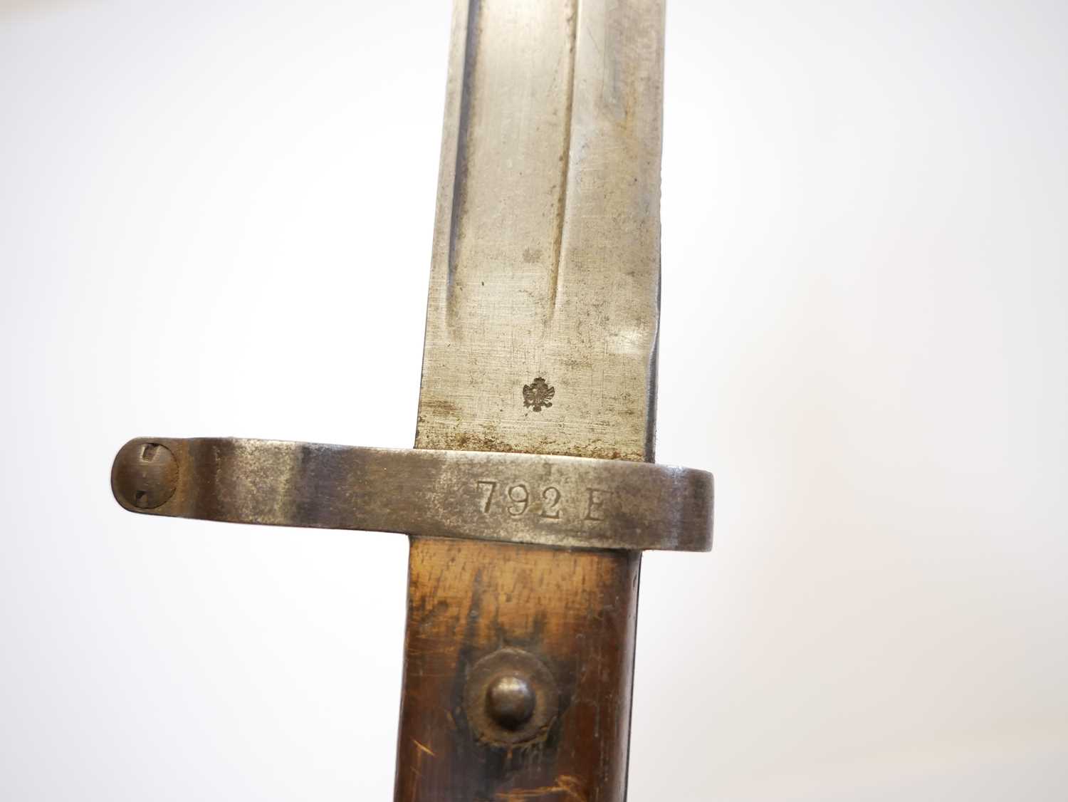 Austrian / Hungarian M.1888 bayonet and scabbard and frog, numbered 6073 to the pommel, also a - Image 8 of 8