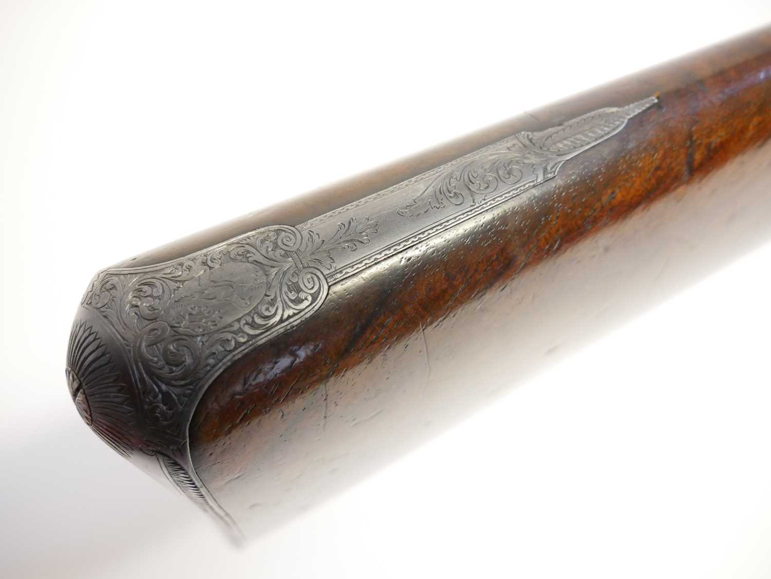 Cased George Thompson of Edinburgh 16 bore side by side percussion shotgun, 30 inch browned Damascus - Image 4 of 30