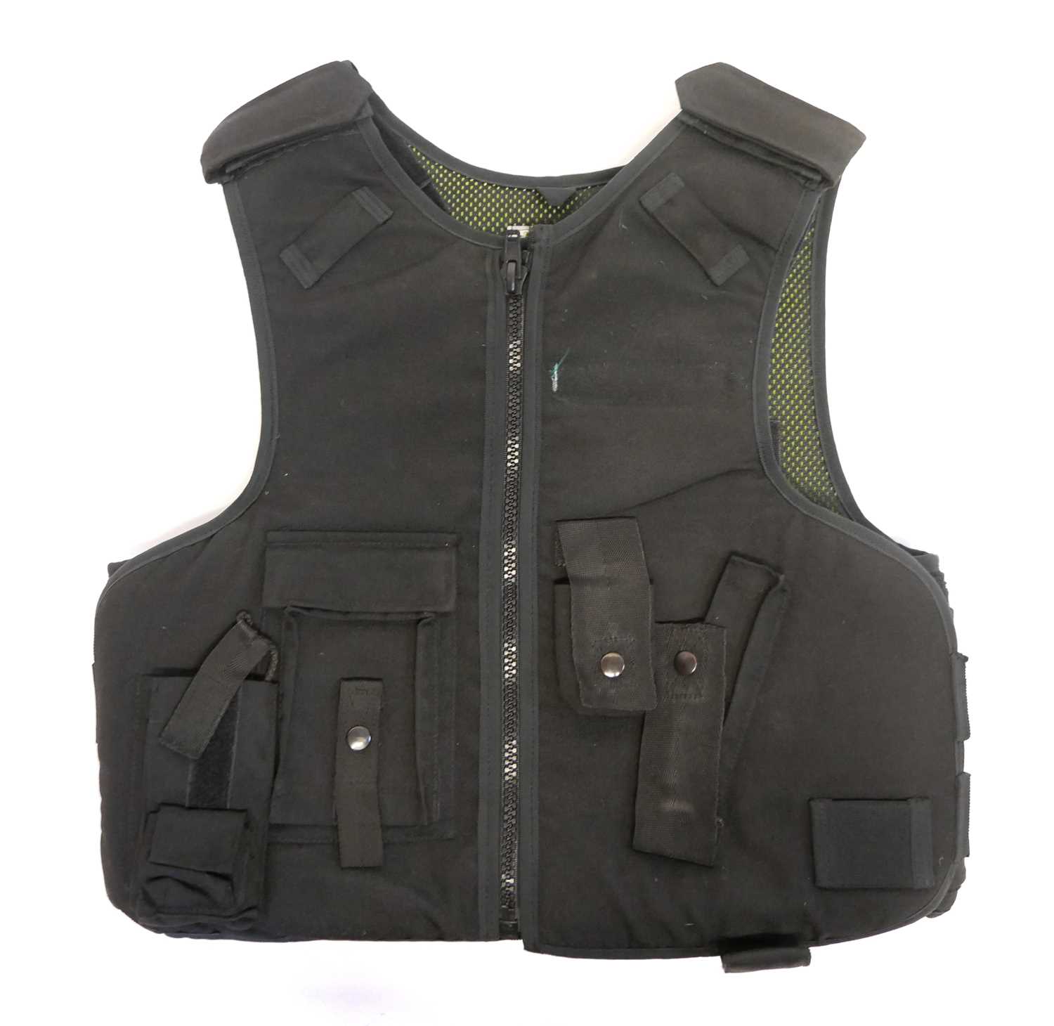 A Highmark dual-purpose (ballistic & stab protection) body armour in carrying bag. The jacket is