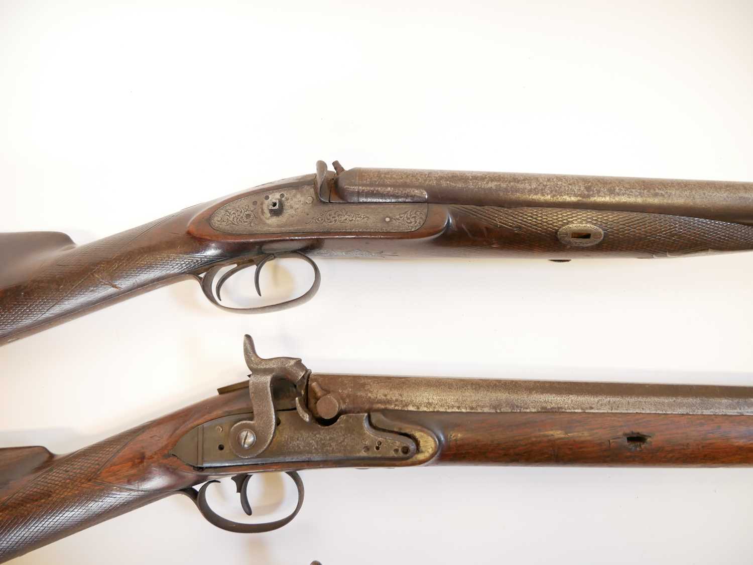 Four percussion shotguns for restoration, one a double barrel, the other three single barrels one by - Image 8 of 21