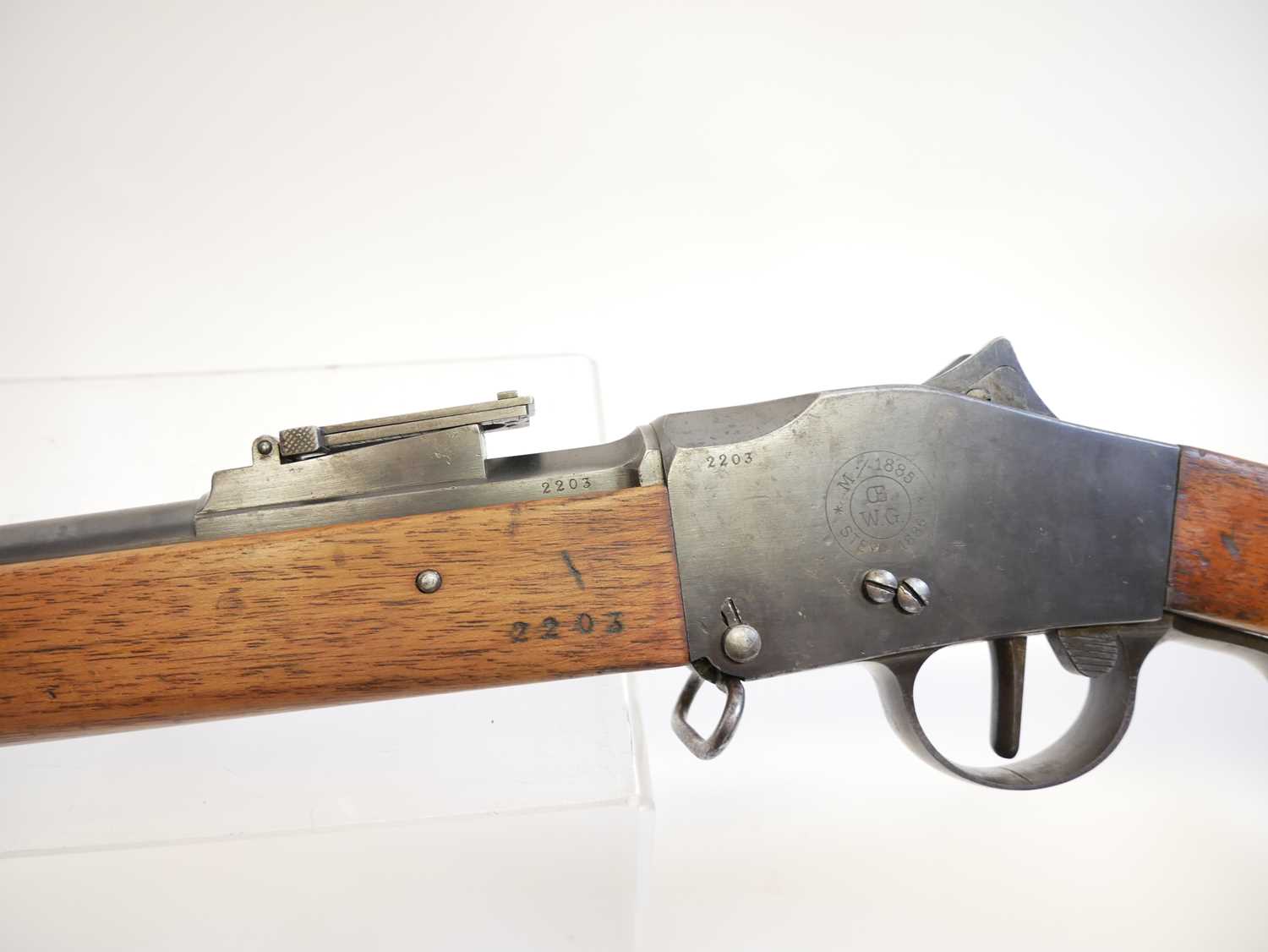 Steyr m.1885 sporterised Portuguese Guedes 8x60R rifle, serial number 2203, 26inch barrel secured by - Image 9 of 11