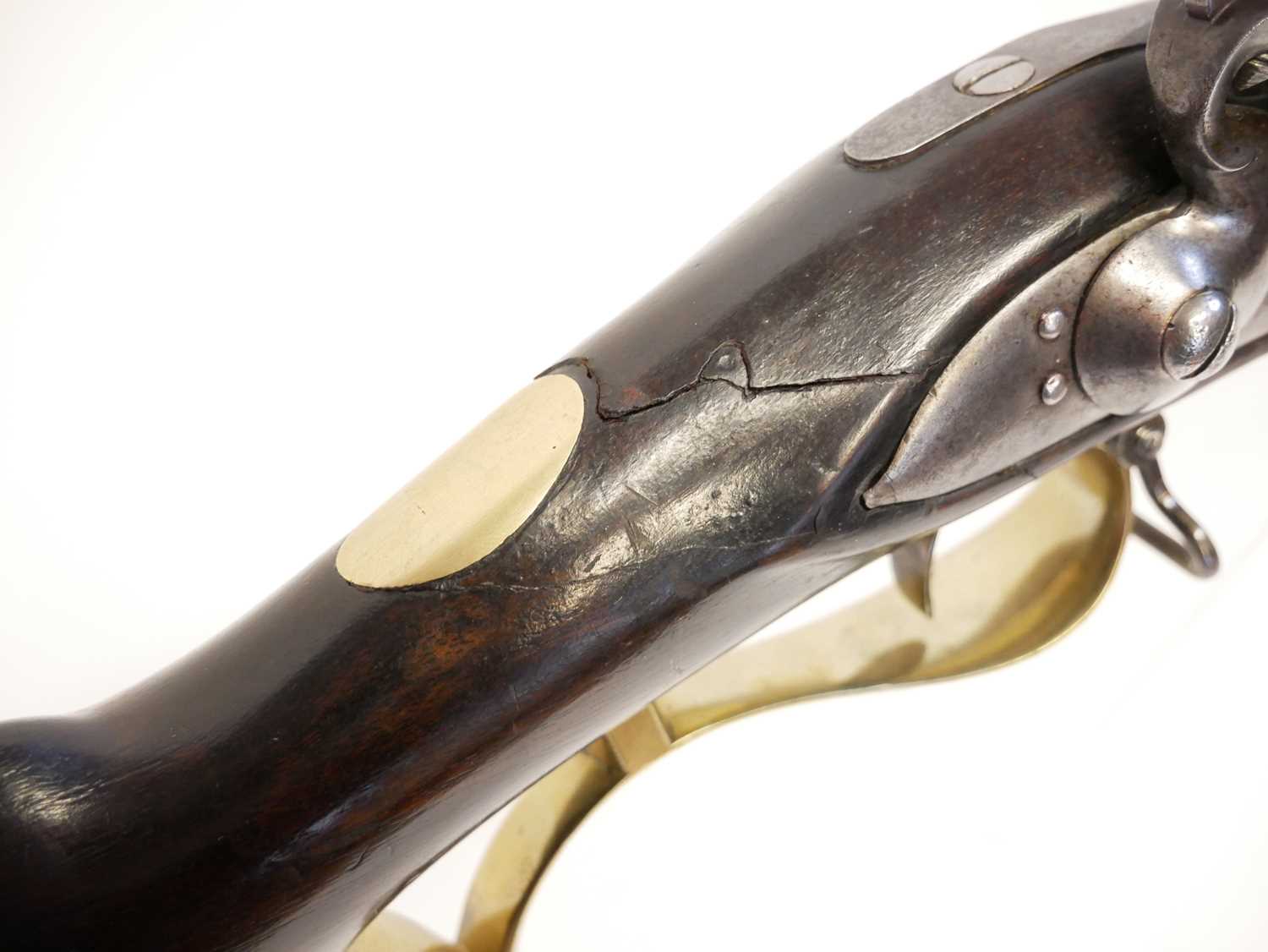 Flintlock .625 Baker rifle by E. Baker and Sons, 40 inch browned barrel with seven groove rifling, - Image 5 of 22
