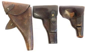 Leather holster for a Webley service revolver, stamped T.Thomasson and Co 1917, also a British