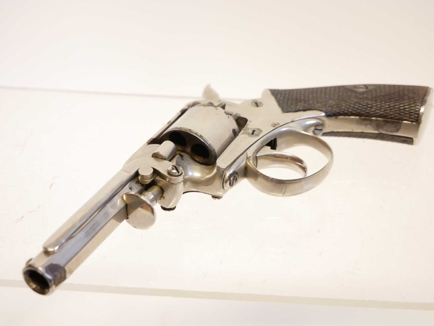 Webley 120 bore percussion revolver, fully nickel plated and retailed by Braddell and Son Belfast, - Image 9 of 9