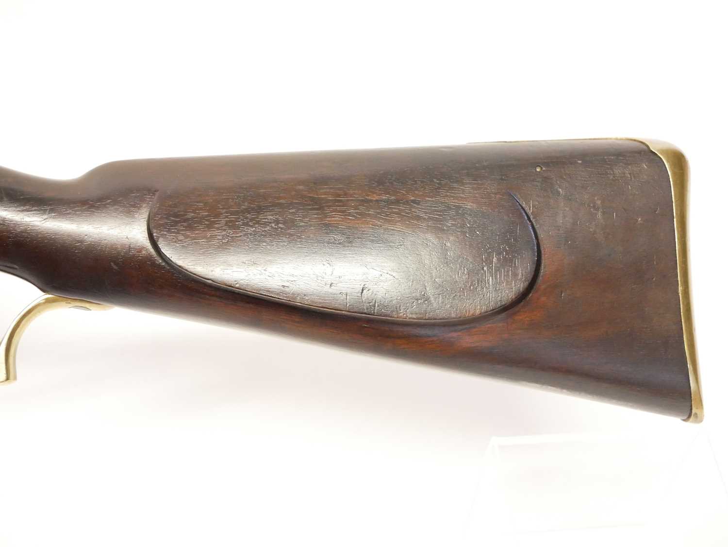 Flintlock .625 Baker rifle by E. Baker and Sons, 40 inch browned barrel with seven groove rifling, - Image 17 of 22