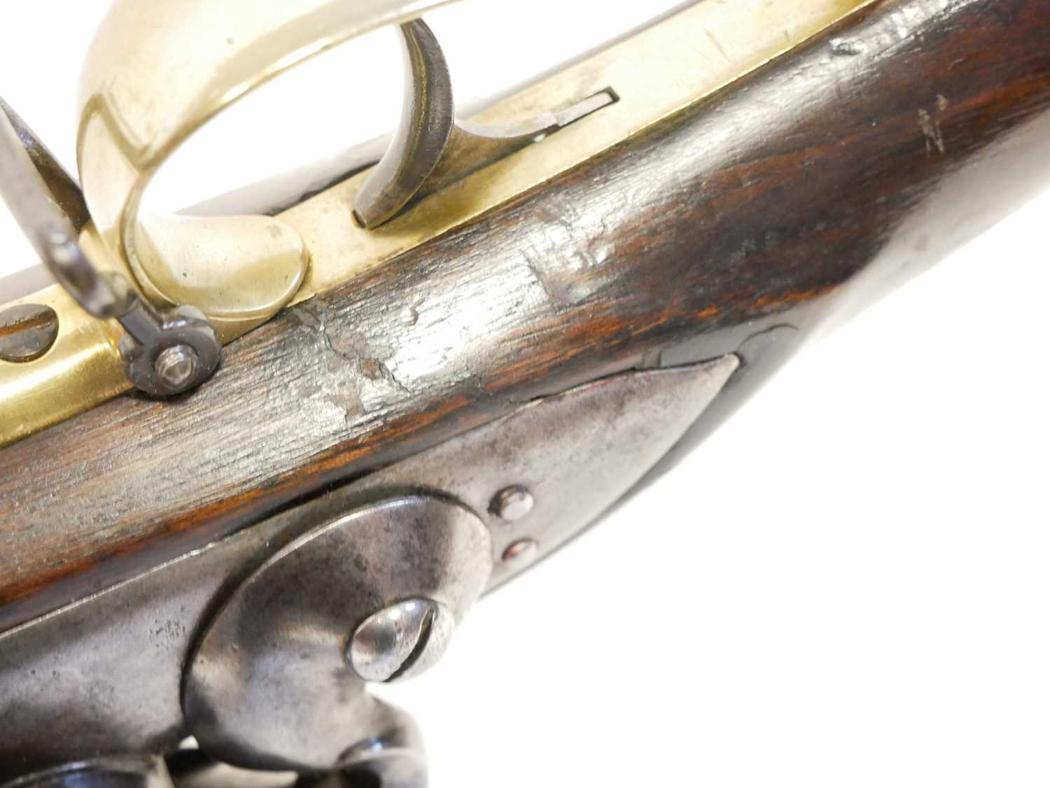 Flintlock .625 Baker rifle by E. Baker and Sons, 40 inch browned barrel with seven groove rifling, - Image 19 of 22