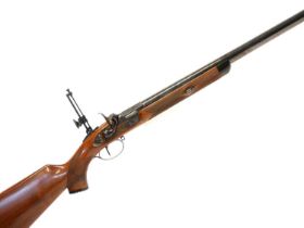 .45 calibre percussion rifle, 35inch Pedersoli marked heavy profile barrel with six groove