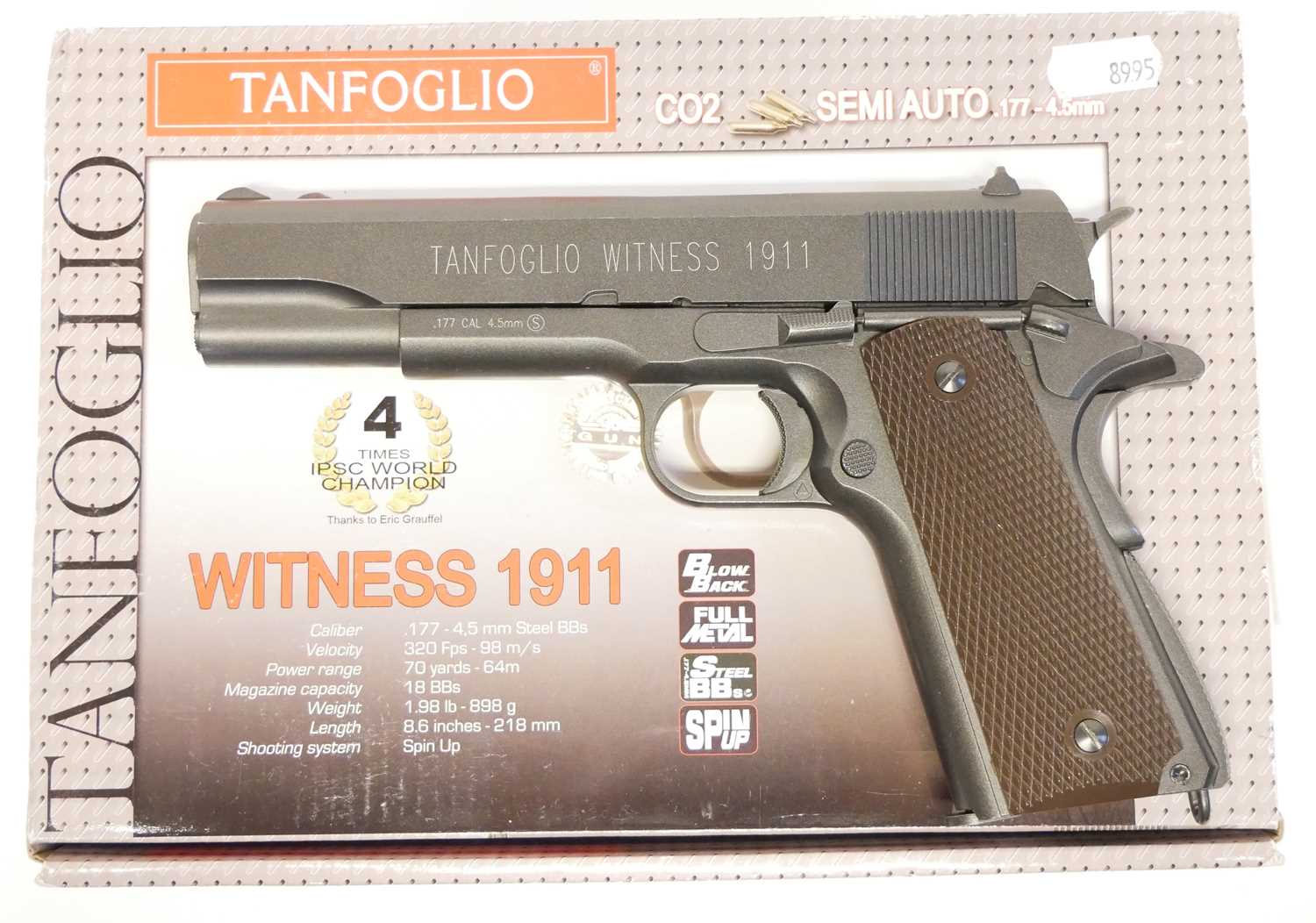 Tanfoglio Witness 1911 .177 air pistol, serial number 10715639, with box and instructions. No - Image 2 of 6