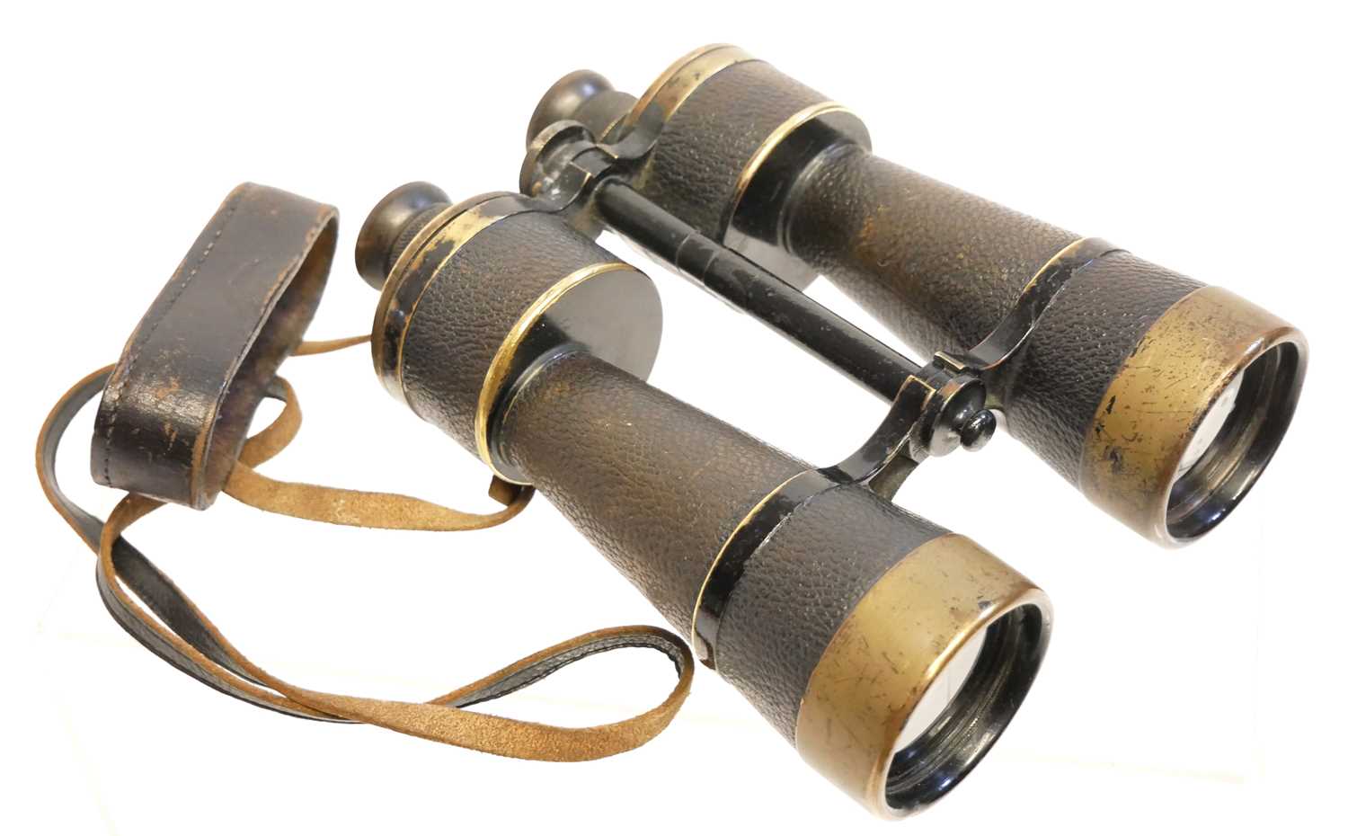 WWII German Leitz 10x50 binoculars, stamped D.F.10x50 Dienstglass, numbered 1115, H/600 to one side,