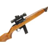 Erma M1 carbine semi auto .22lr rifle, serial number E219689, 17.5inch barrel, with one magazine,