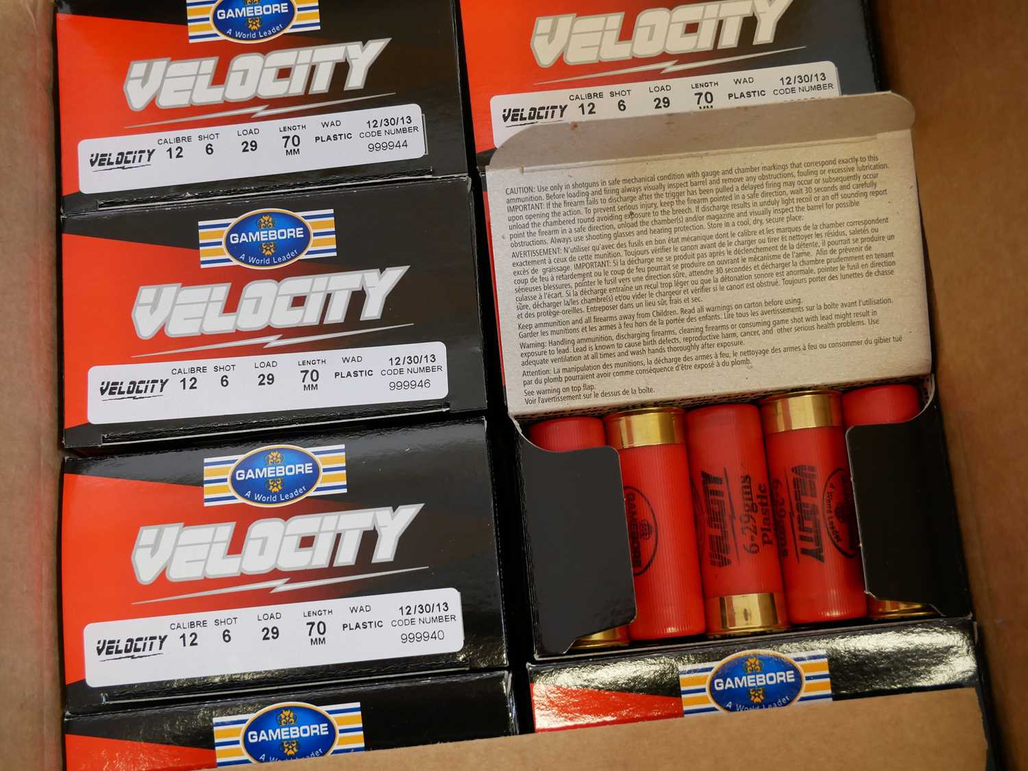 250 rounds of Gamebore Velocity 12bore cartridges, 29 grams load, 6 shot, plastic wad. UK SHOTGUN - Image 2 of 2