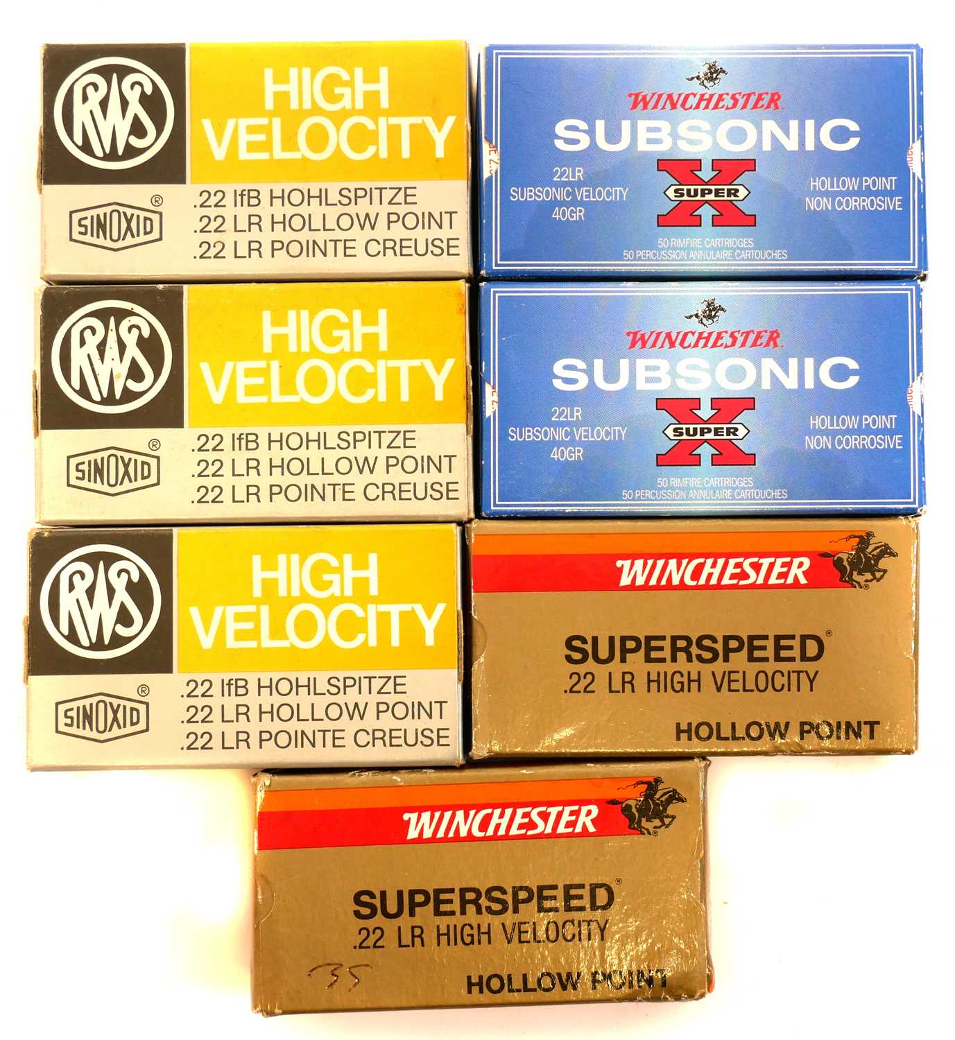 Collection of .22LR ammunition, to include 150 x RWS 100 x Winchester subsonic, and 85 x