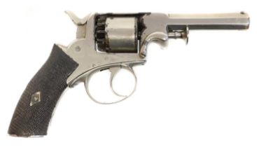 Webley 120 bore percussion revolver, fully nickel plated and retailed by Braddell and Son Belfast,