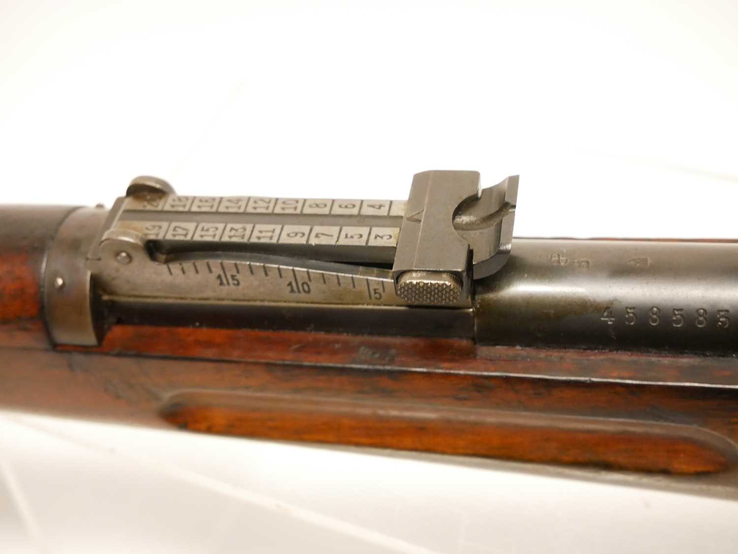 Schmidt Rubin 1911 7.5mm straight pull rifle, matching serial numbers 458583 to barrel, receiver, - Image 13 of 18