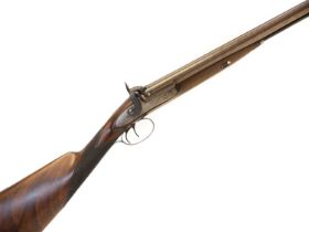 Samuel Smith of London 14 bore double barrel percussion shotgun, 29.5 inch Damascus barrels with