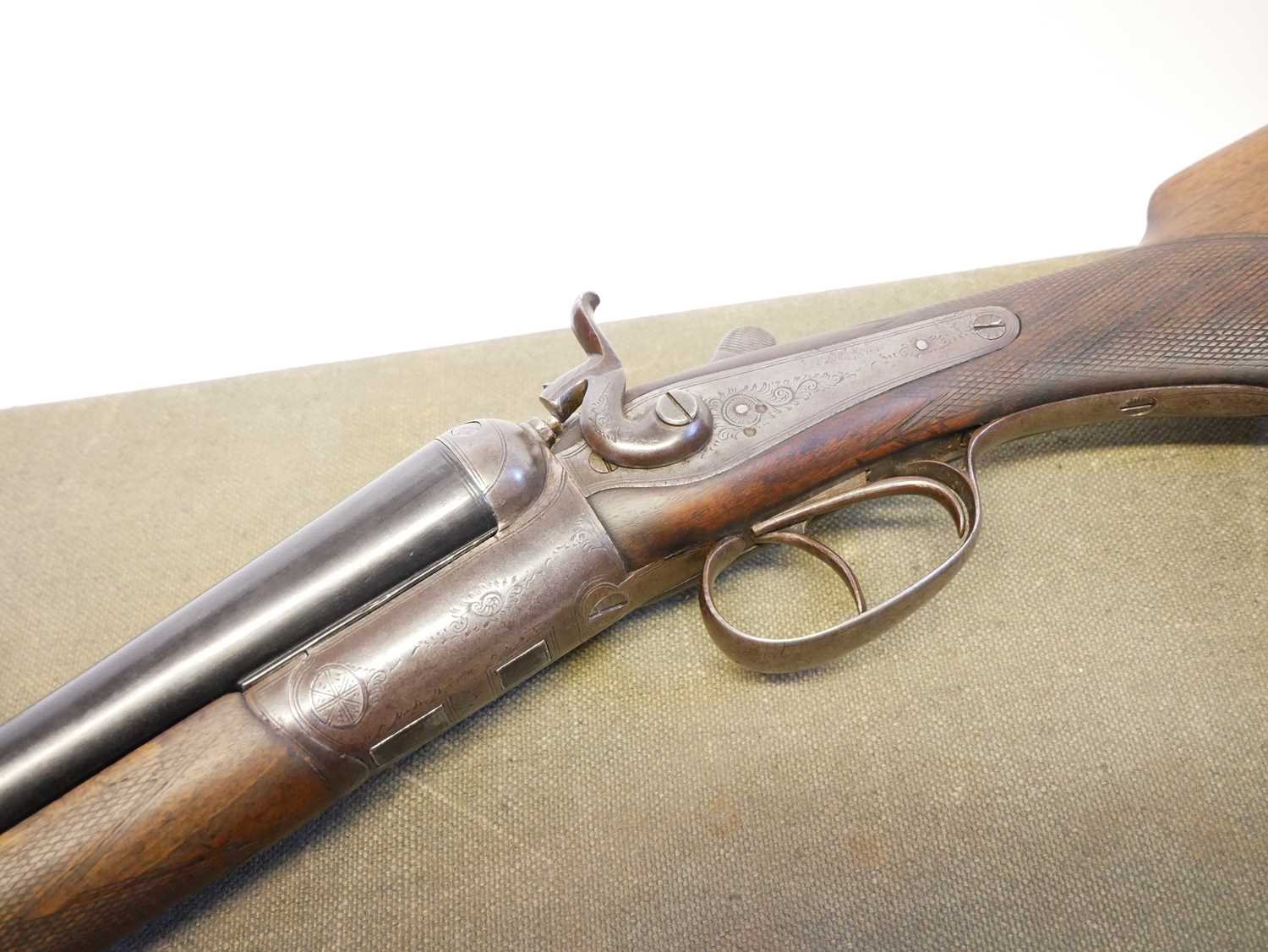 Midland 12 bore side by side hammer gun with a Gunmark travel case, serial number 32121, 30 inch - Image 16 of 16