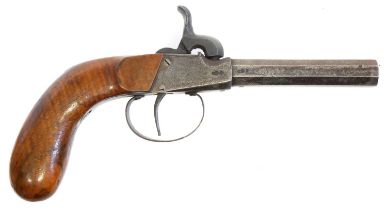 German 80 bore percussion pistol, with 3inch octagonal barrel, plain boxlock action. Section 58 (