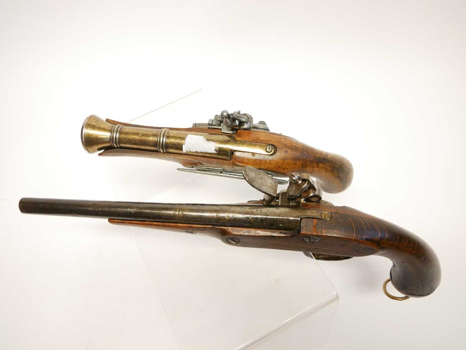 Composed flintlock pistol, and a replica pistol, the first with an antique 11.5 inch 22 bore - Image 3 of 5