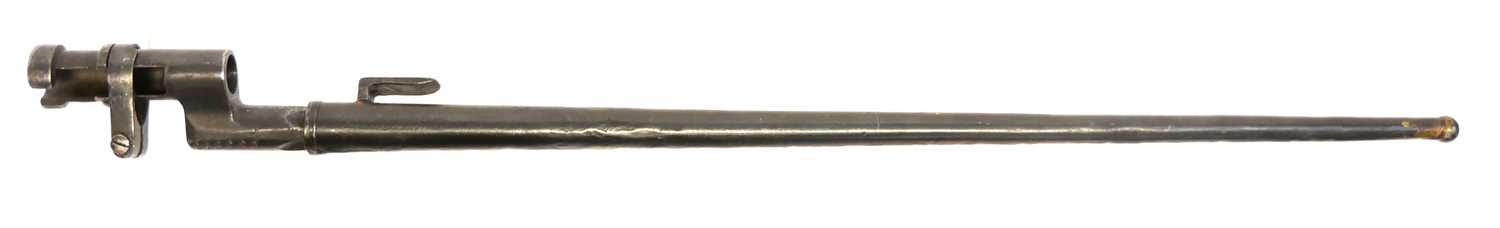 Russian M1891 Mosin-Nagant rifle socket bayonet in its steel scabbard as issued by Austria-Hungary