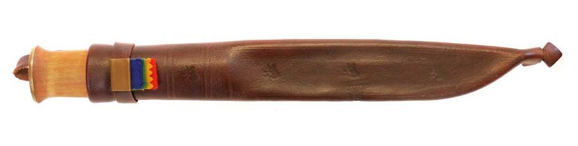 Knivsmed hunting knife, 9inch blade marked 'Knivsmed Stromeng Karasjok, Norway' with leather