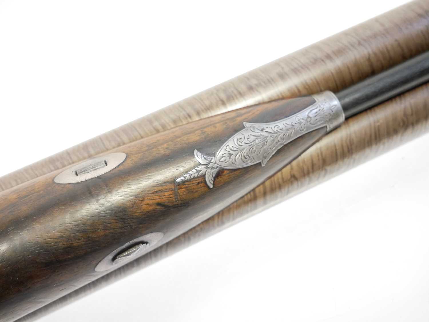 Cased George Thompson of Edinburgh 16 bore side by side percussion shotgun, 30 inch browned Damascus - Image 8 of 30