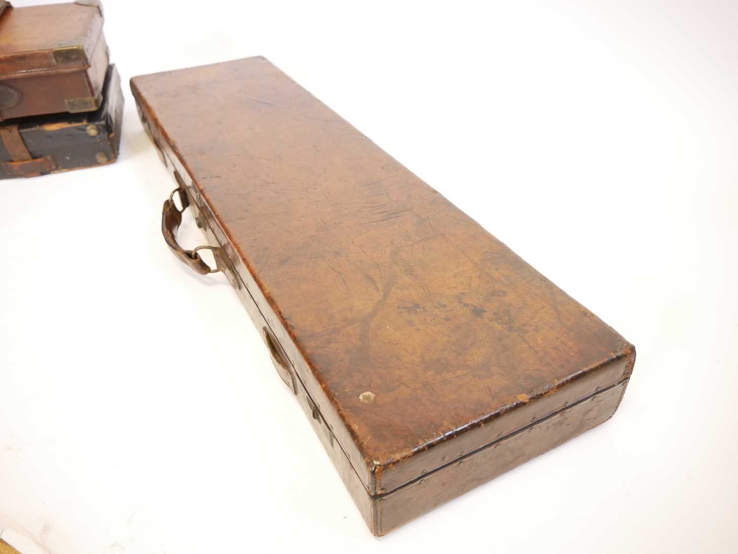 Three leather shotgun cases, one labelled Samuel Ebrall of Shrewsbury to fit 28inch barrels, another - Image 15 of 15