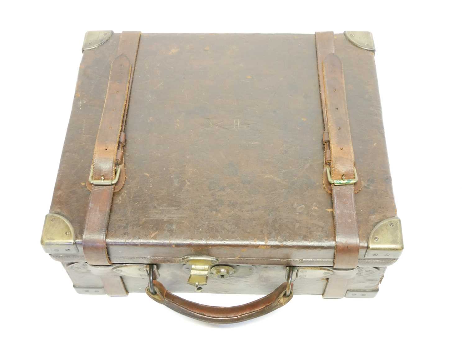 Oak and leather cartridge magazine by Wanless Bros Sunderland, with brass corners and fittings the - Image 8 of 14