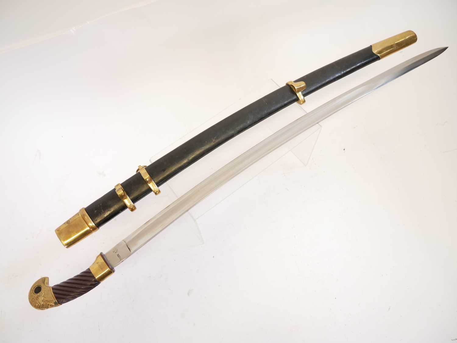 Reproduction copy of a Russian Cossak Shaska sword and scabbard. Buyer must be over the age of 18. - Image 9 of 9