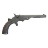 Tranter .360 rimfire single shot pistol, serial number 50573, 6inch sighted octagonal barrel, the