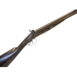 Charles Hill of Sheffield percussion 14 bore side by side double barrel shotgun, 34 inch Damascus