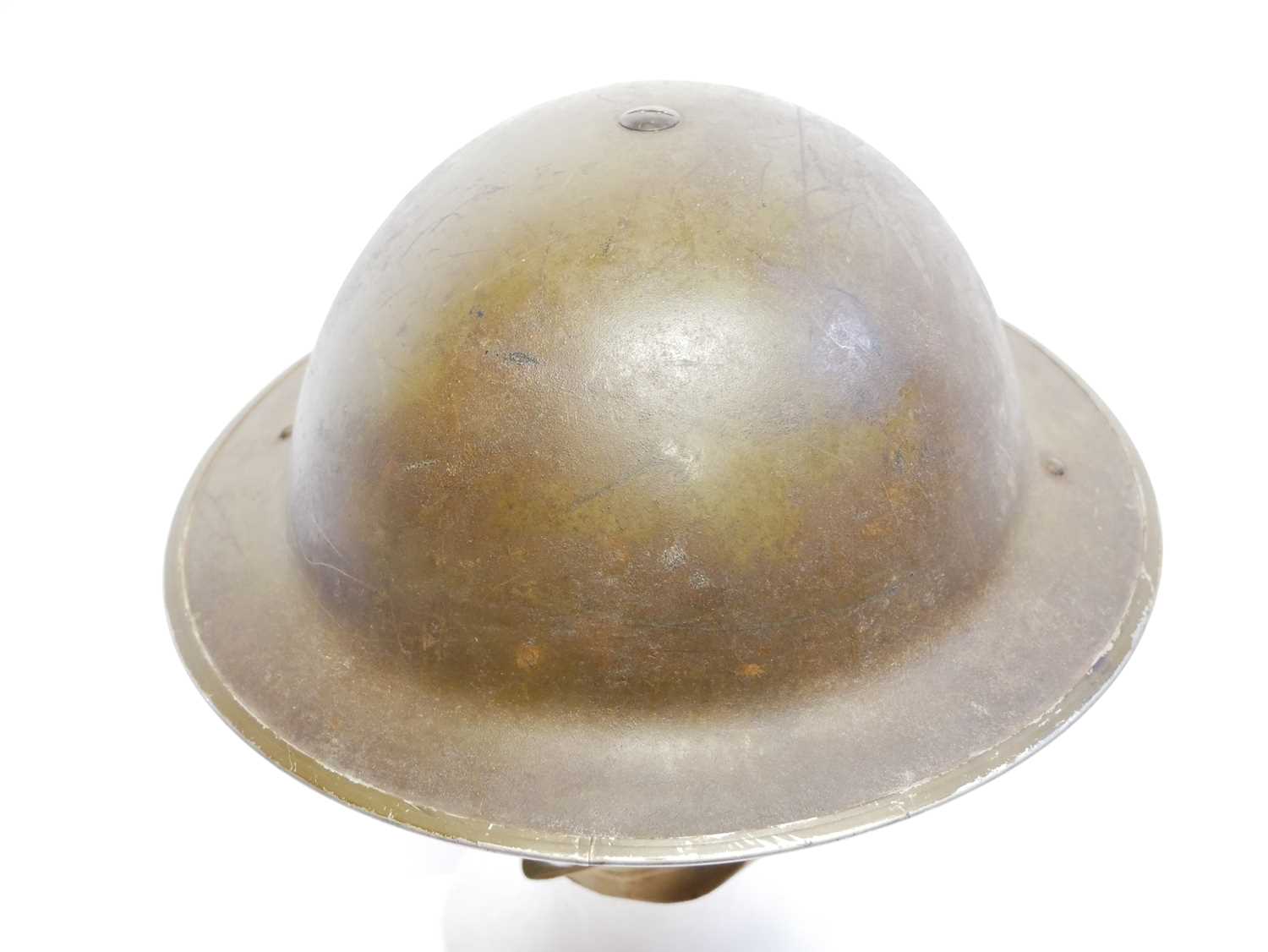 British WWII MkII Brodie or 'Tommy' helmet, dated 1942 and stamped C.L/C 44. 31cm long - Image 4 of 9