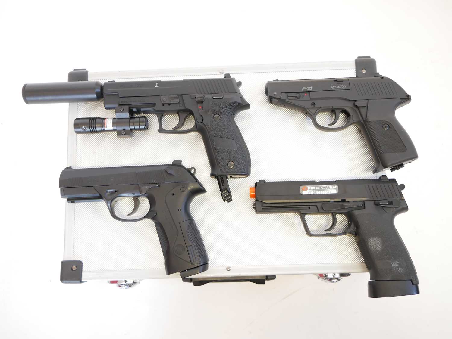 Four CO2 air pistols with five storage cases, to include a Gamo P-23 .177 BB serial number 04-4C- - Image 4 of 7