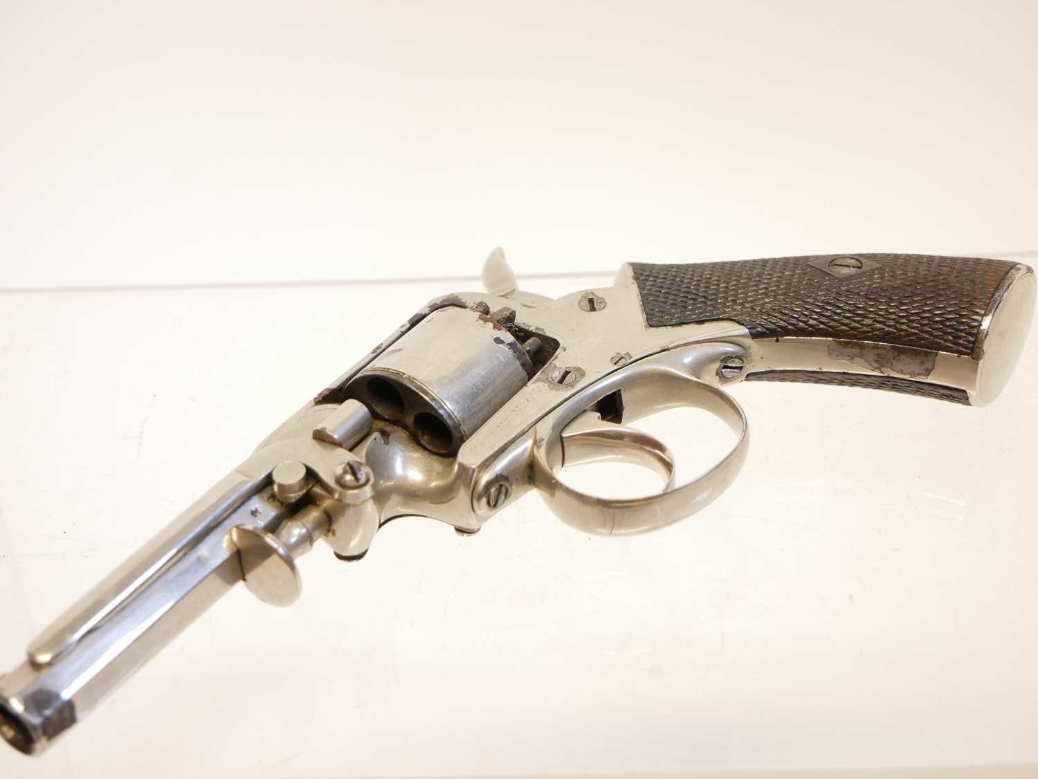 Webley 120 bore percussion revolver, fully nickel plated and retailed by Braddell and Son Belfast, - Image 5 of 9