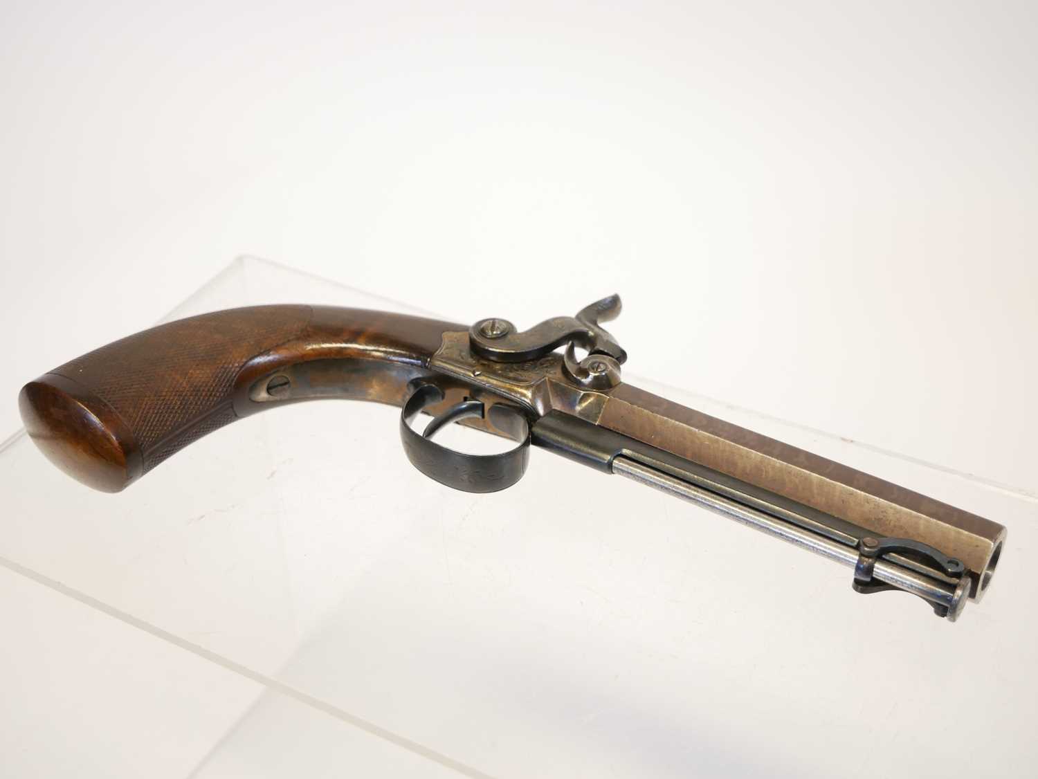 Gurney of London 34 bore percussion pistol, with 4 inch Damascus octagonal barrel with underside - Image 2 of 13