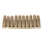 Ten nickel-plated DWM 7.63mm Mauser M1896 “Broomhandle” pistol dummy cartridges in DWM stripper