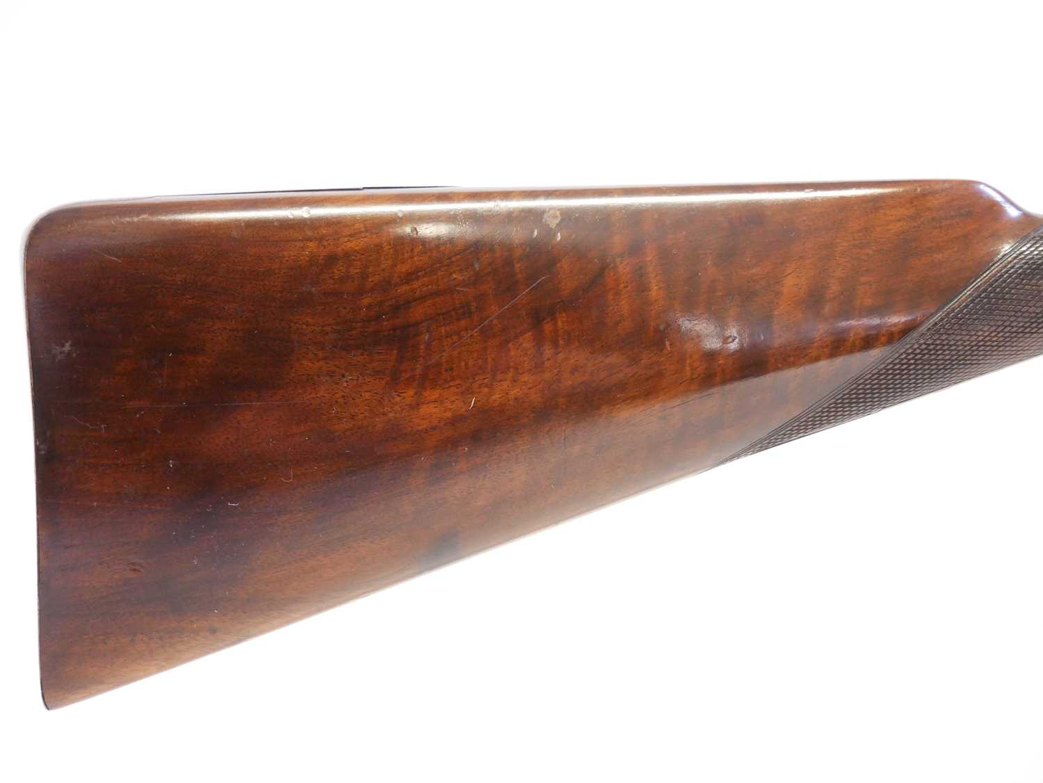 C. Moore of London percussion 18 bore side by side double barrel shotgun, 29.5 inch Damascus barrels - Image 3 of 15