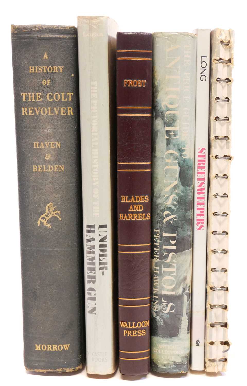 Six assorted vintage firearms books including A History of the Colt Revolver by Haven & Belden (