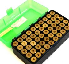 43 Egyptian brass cases, x 50 resized from 348 Winchester contained within an MTM case.