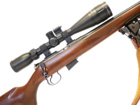 CZ 452-2E ZKM .17 HMR bolt action rifle and moderator, serial number 869486, 22inch barrel,